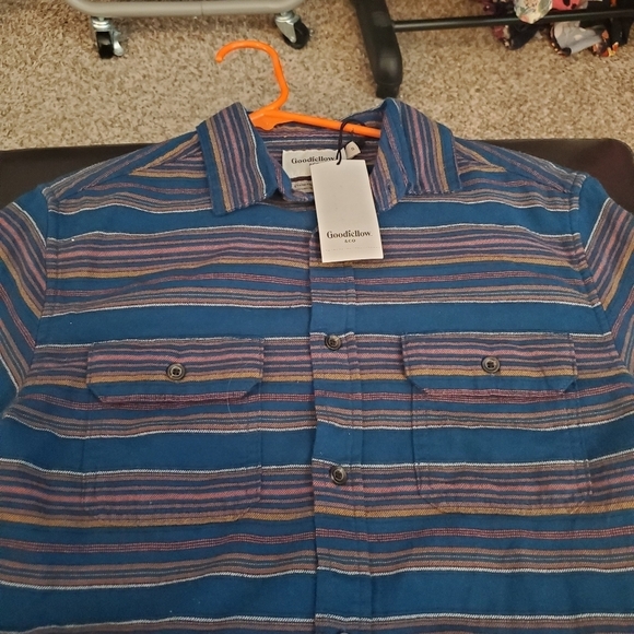 Goodfellow & Co Standard fit Flannel casual button down Blue Size S - Picture 4 of 10